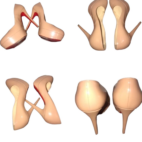 AUTHENTIC CHRISTIAN LOUBOUTIN BIANCA NUDE PATENT PUMPS Size 38.5 - Picture 6 of 7